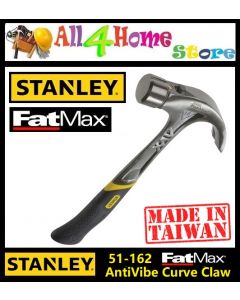 STANLEY FATMAX® AntiVibe® 51-162 Curved Claw Nailing Hammer, 1-5/32 in Face, Steel Head, 16 oz Head