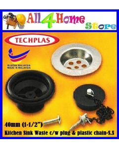 Techplas Waste c/w plug & plastic chain - S.S (40mm & 32mm)