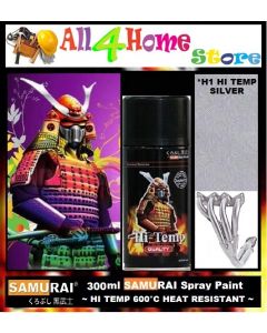 (H1***HI-TEMP SILVER) 300ML SAMURAI Hi-Temp 600°c Spray Paint