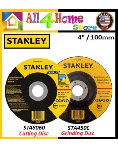 STANLEY STA4500 4" X 16mm X 6mm Grinding Disc / STANLEY STA8060SUT 4" X 1.0MM Stainless Steel Cutting Disc (100% ORIGINAL)