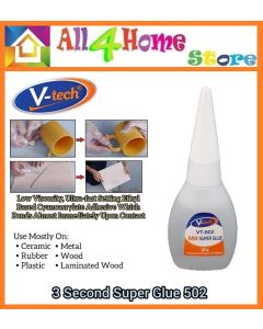 V-TECH 3 second Super Glue 502/802 For Various Material, Glass, Plastic, Tiny Wood