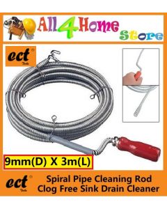 9mm X m ECT Spiral Pipe Cleaning Rod Clog Free Sink Drain Cleaner