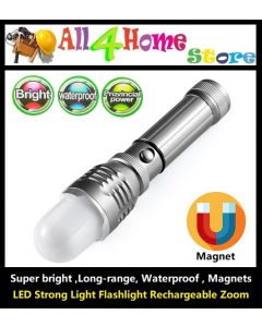 LED Strong Light Flashlight rechargeable zoom outdoor super bright long-range home waterproof night riding with magnets