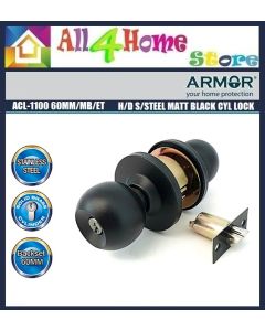 ARMOR ACL-1100 60MM/MB/ET HEAVY DUTY STAINLESS STEEL MATT BLACK CYLINDRICAL LOCK DOOR LOCK HANDLE
