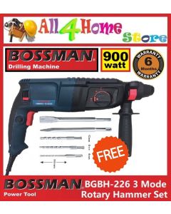  BOSSMAN 900W BGBH226 3 Mode Rotary Hammer Set c/w Free Accessories