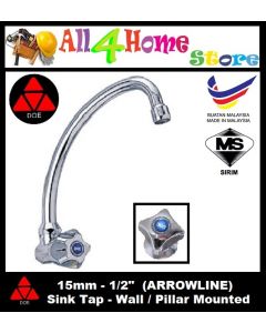 DE116a DOE 15mm Wall Mounted Sink Tap - Arrowline