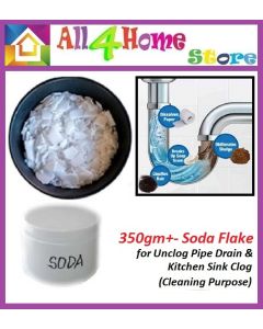 350GM+- SODA Powder SODA Flakes (Fineness) Soda Flake soda Api 350gm+- for Unclog Pipe Drain and Kitchen Sink Clog / Cleaning Purpose